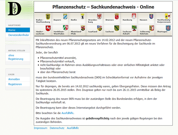 pflanzenschutz sachkundenachweis homepage